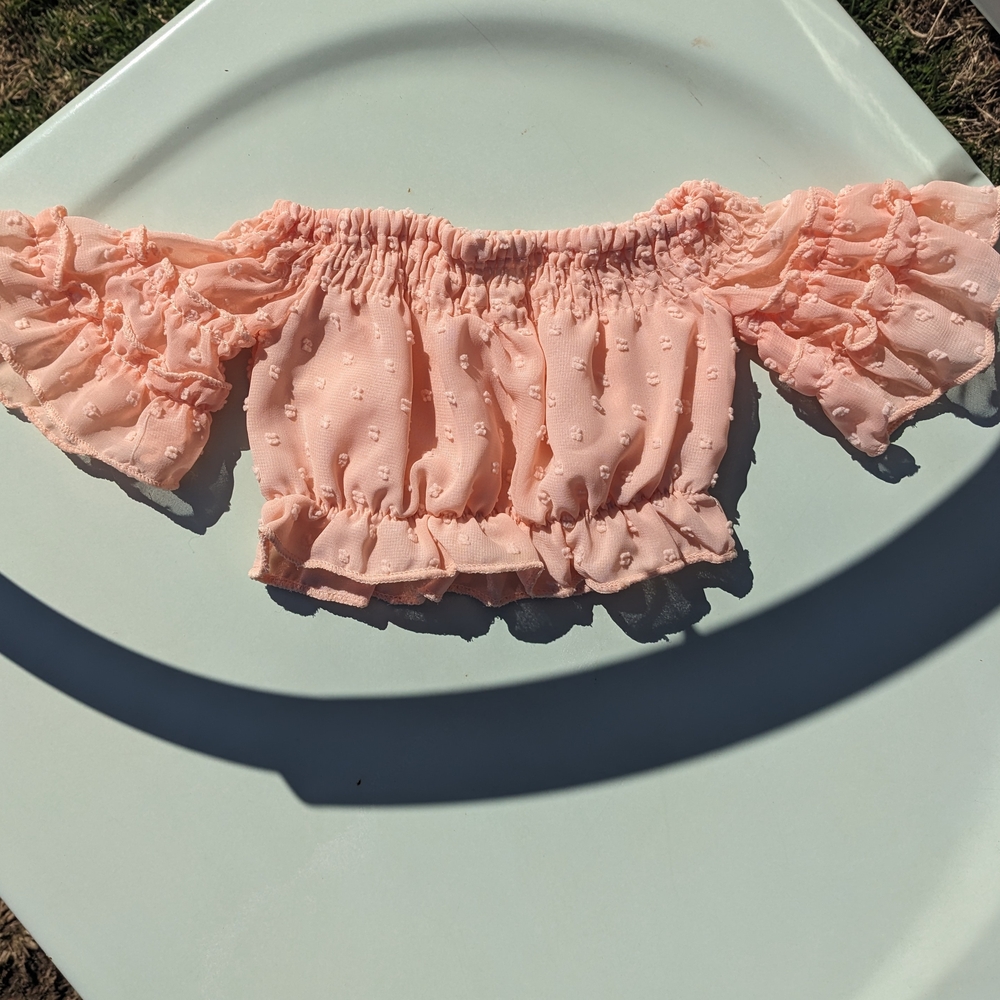 Peach Off-Shoulder Ruffle Top